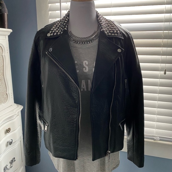 MICHAEL KORS Leather Jacket with Studs XL - Picture 3 of 6